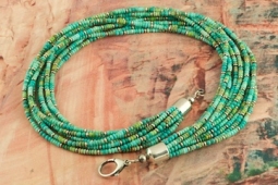 20" Long Necklace with 10 Strands of Genuine Kingman Turquoise